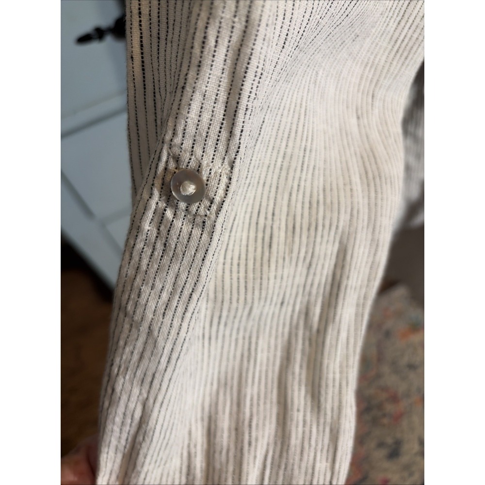 Tahari 100% Linen Black & White Striped Long Sleeve Tunic Dress Sz XL. Boho - Picture 3 of 9